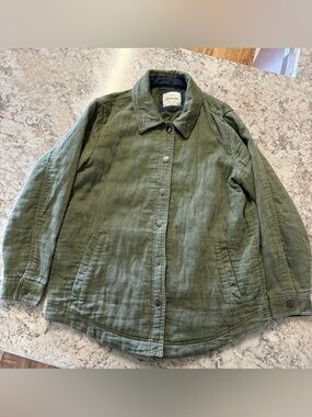 Jachs Olive Green Quilted Button-Front Utility Jacket
